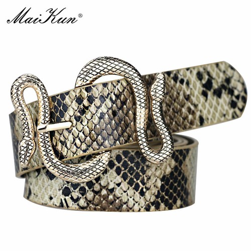 Cinturón De Cuero Con Hebilla Serpiente Moda De Mujer Elegante Lujo Alta  Calidad | eBay