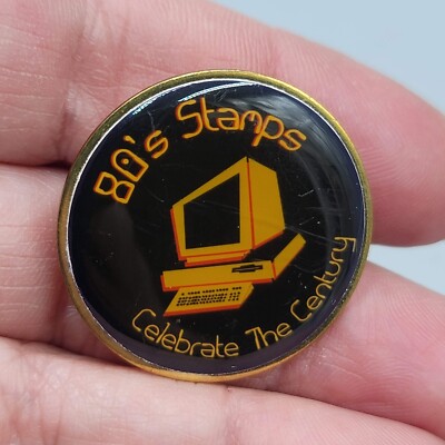 Vtg Lapel Pin 80s Stamps Company Promo Computer Monitor Celebrate the Century