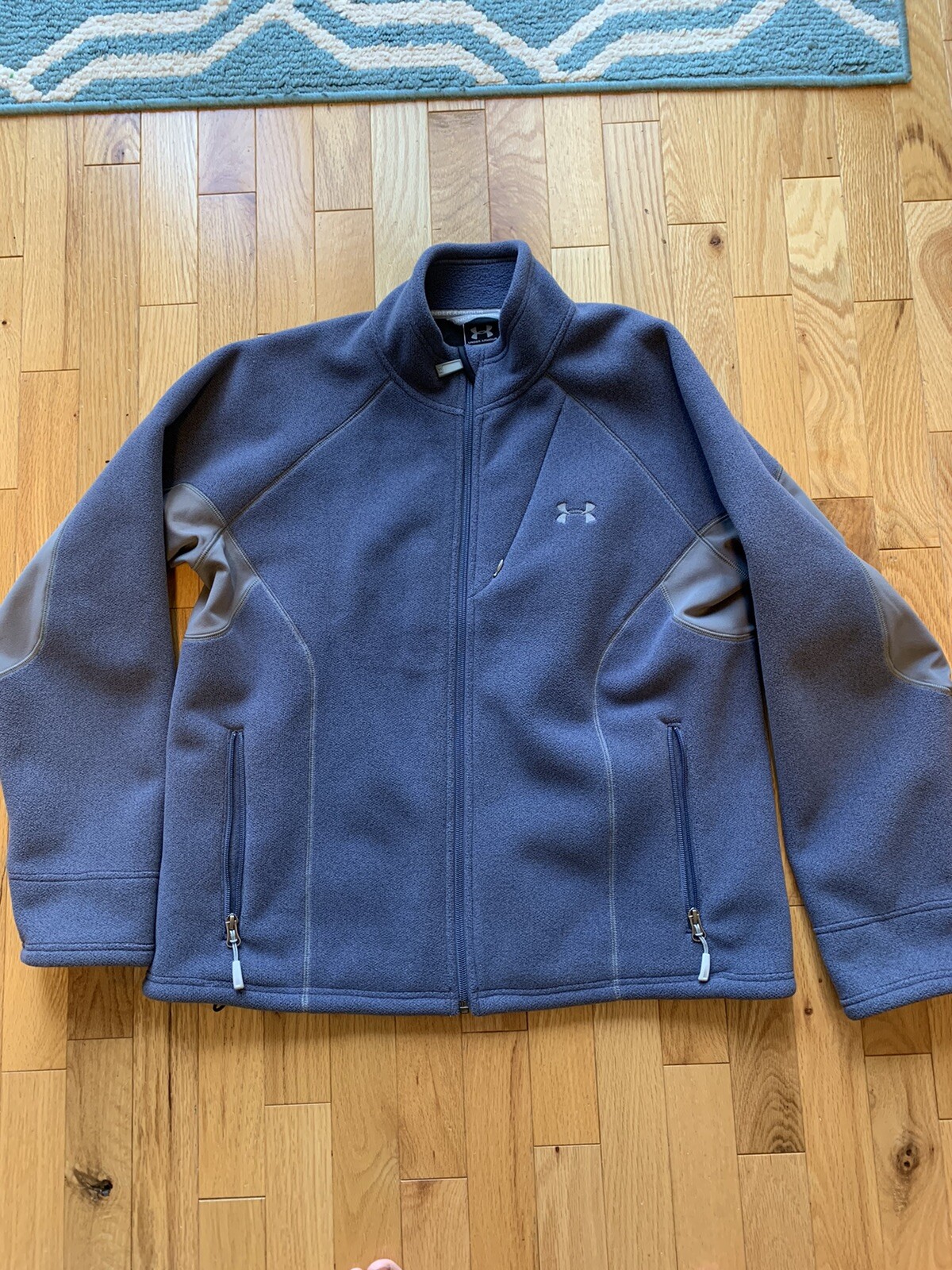 Women’s under armour fleece zip up jacket Blue Grey Size L Large | eBay