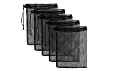 Mesh Drawstring Bags (5 BAGS) Camping, Collectibles, black Nylon Mesh 8"X14" bag