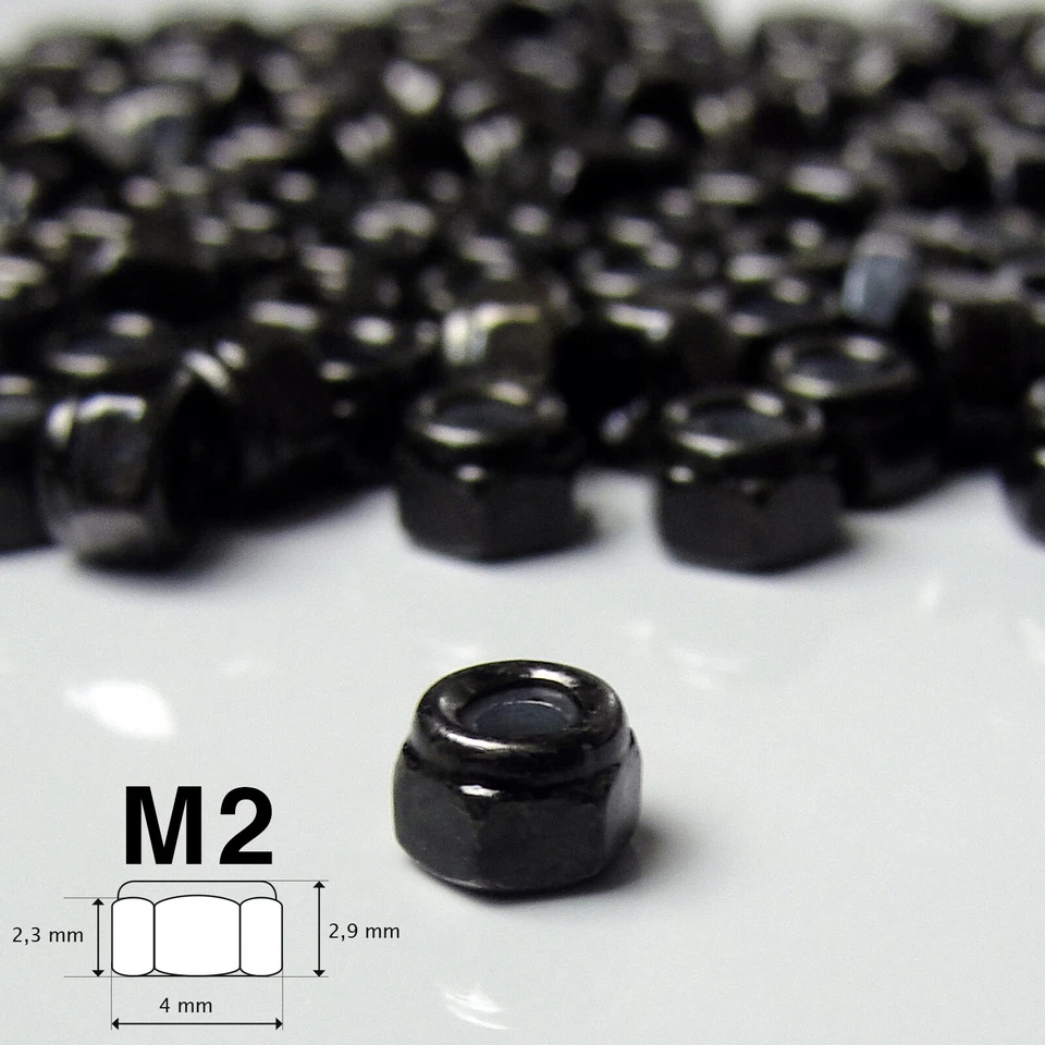 M2 M3 Stoppmutter Selbstsichernde Sicherungsmutter blank oder schwarz DIN 985 - Bild 3 von 4