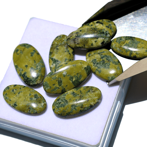 Wholesale 9 Pcs Natural Serpentine Untreated 32-38mm Oval Cabochon Gemstones Lot - Picture 6 of 11