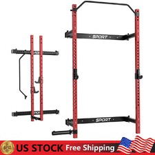 Power Cage Power Rack 1000LBS Folding Squat Rack Workout with J-Hook Pull Up Bar