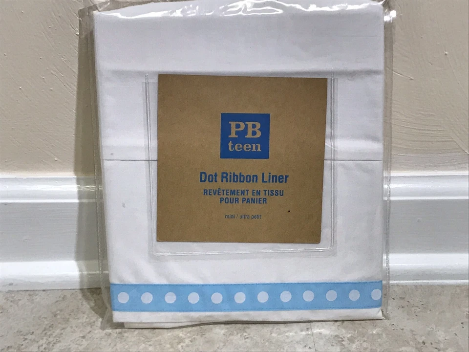 Pottery Barn Teen BLUE MINI DOT RIBBON LINER FOR BASKETS MINI NIP 5” X 10” - Image 3 of 4