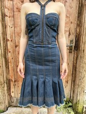 Vintage MCQ Denim Corset Midi Dress Archival Size 40 Blue