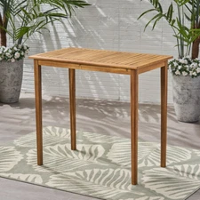 Outdoor Minimalist Acacia Wood Rectangle Bar Table - Teak Finish