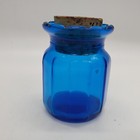 Dodecagon Corked Glass Bottle Jar Cobalt Blue Clear Glass 3.25" T — photo 4