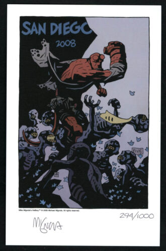 Hellboy Mike Mignola SIGNED AUTOGRAPHED HELLBOY 2008 SDCC Print LE 1000 5.5x8.5 - Picture 1 of 1