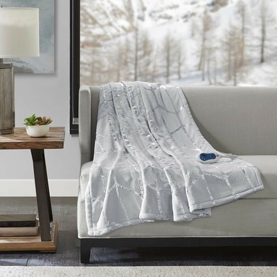 metallic silver throw blanket
