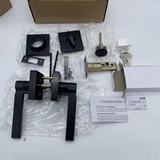 Exterior Passenger Door Lever And Square Deadbolt Lock Set Matte Black