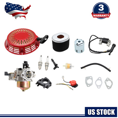 #ad Carburetor Kit For Honda GX340 GX390 11HP 13HP Engine Recoil Starter Coil Filter $33.17
