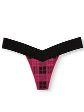 No Boundaries Women's Seamless V-Thong Panties Size 3XL 10 Fuchsia Plaid NEW
