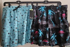 NWT Burnside Light Blue And Black Swim Trunks Men's Size L
