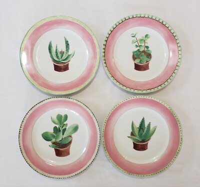 Mikasa Plates 9 1/8 Inch Cactus Salad  Breakfast Brunch Luncheon Motif Vtg Set 4