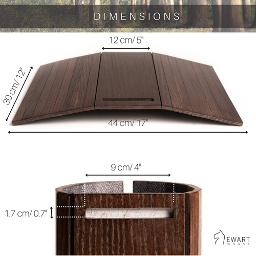 Sofa Arm Tray Table Couch Bedside Wood Coaster Coffee Cup Foldable Armrest Caddy - Picture 6 of 12