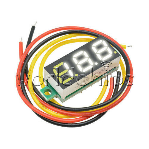10 Voltmètres Mini DC 0-100V 3 Chiffres LED - 0.28 Inch, 3 Fils, Neuf, Origine Chine