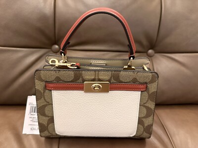 coach outlet mini lane top handle in colorblock
