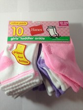 Hanes Toddler Girls' 10pk Ankle Socks 12-24M