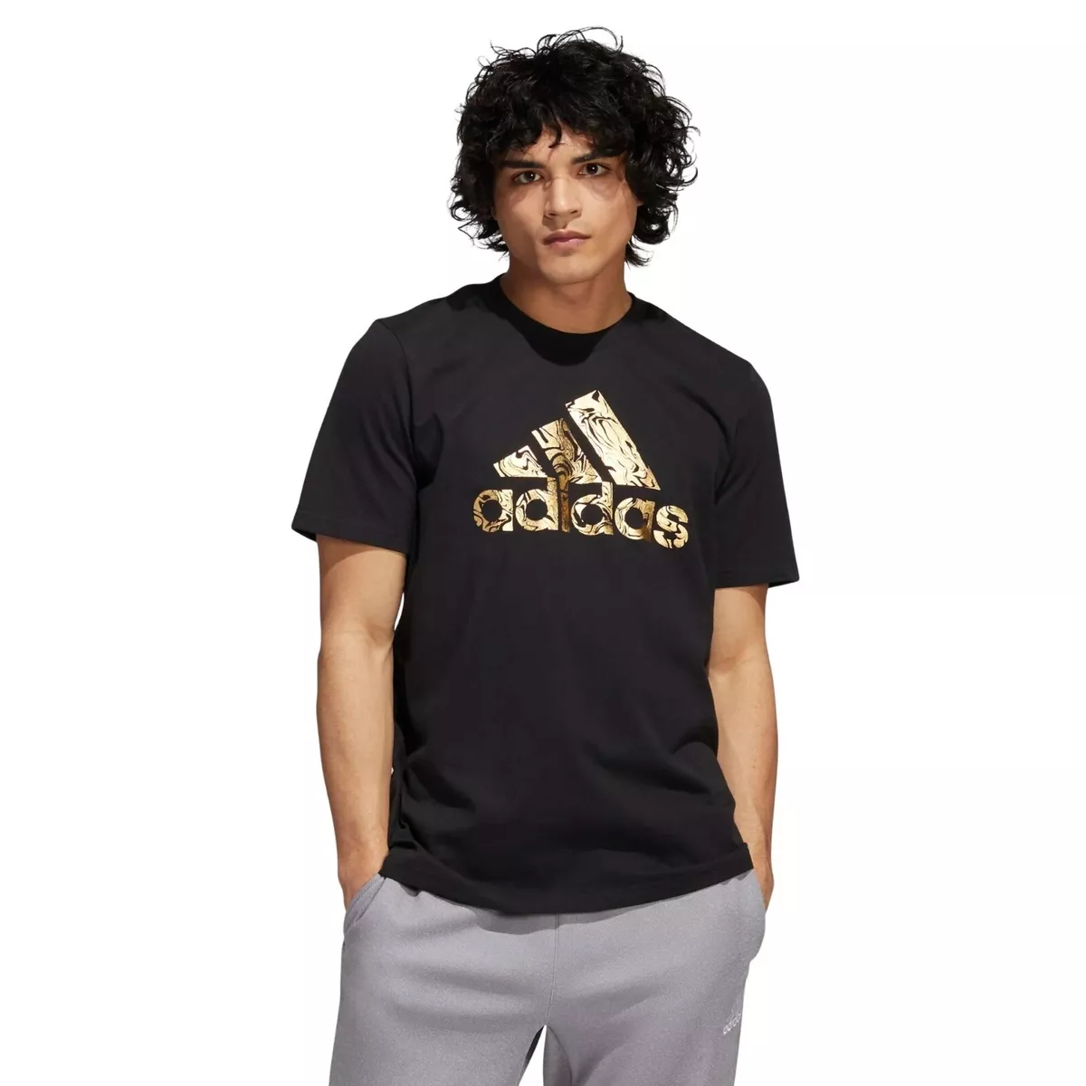 NEW Adidas Liquid Foil Black/Gold T-Shirt Large | eBay