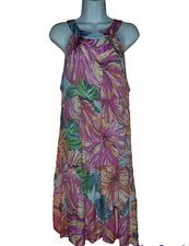 Mlle Gabrielle Women A-Line Empire Cut High Neck Sleeveless Dress Pink Floral AB