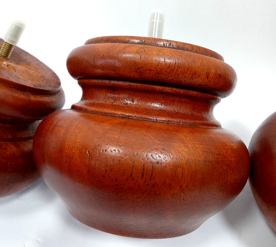 4 Brown Solid Wood Bun Furniture Feet Couch Sofa Chair Ottoman Legs - Image 4 of 4