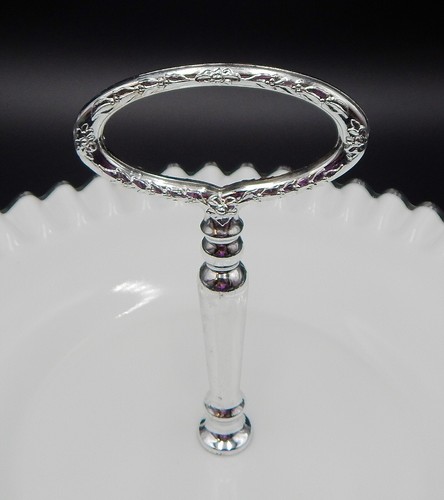 Fenton Silver Crest Milk Glass Tidbit Tray Platter Ruffle Crimped Edge 12 Inch - Picture 6 of 13