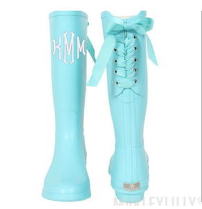 rain boots with ribbon