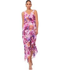XSCAPE Womens Floral Midi High-Low Dress, Multicoloured, Petite, 4P