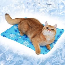 Cooling Mat for Dogs and Cats, Foldable Gel with Small, Ice-Blue