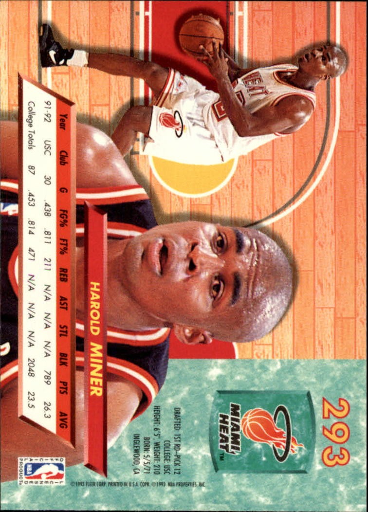 HAROLD MINER ~ 1992-93 Ultra Basketball Rookie Card RC #293 with