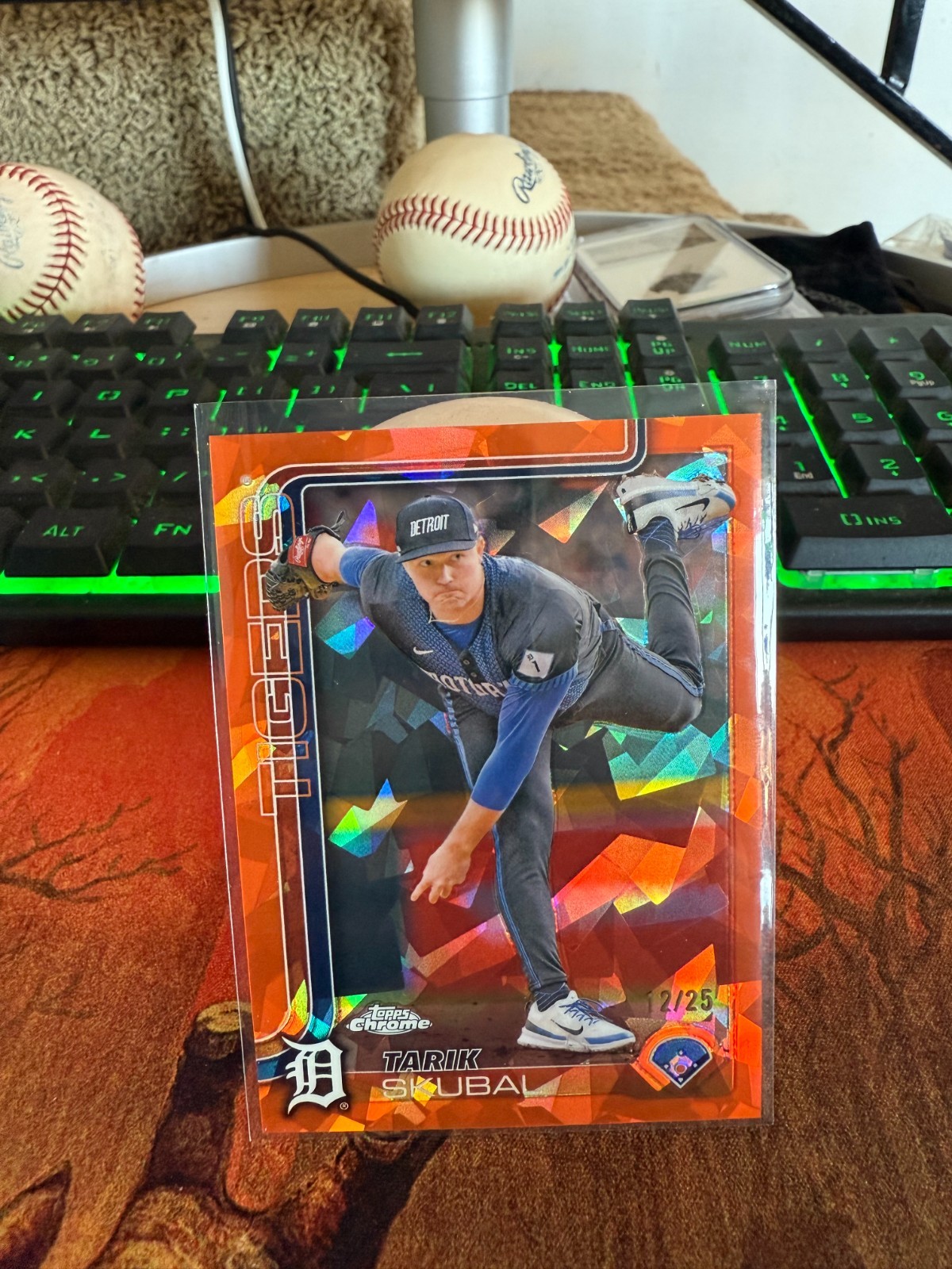 2025 Topps Chrome TARIK SKUBAL True Orange Refractor #258 12/25 Detroit Tigers