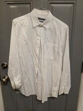 Perry Ellis Portfolio Men  s White Button Up Dress Shirt Size: L 16 32/33