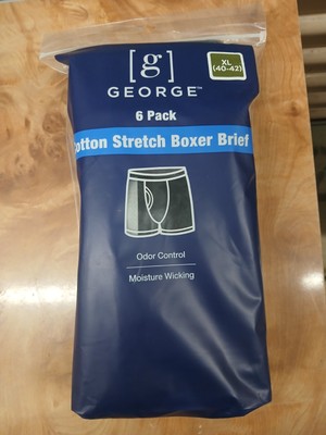 George Men's Cotton Stretch Boxer Briefs Underwear 6-Pack Size S, M, Or XL NWT