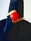 14k Gold Ring w/ Natural Red OXBLOOD CORAL 8mm BEAD, Ring Sz. 5.5, Mediterranean — photo 1