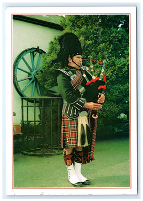 Fort William Scottish Piper Highlands Kilt Green Postcard