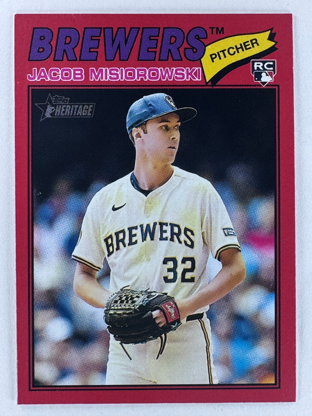 JACOB MISIOROWSKI 2026 Topps Heritage 144 RED BORDER Rookie RC Milwaukee Brewers
