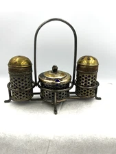 Vintage 1930's Celtic Quality Made in England Cruet Set Salt,Pepper,Cellar w/Lid