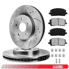 296mm Front Drilled Rotor + Brake Pads for 2001-2006 2007 Toyota Highlander 5LUG