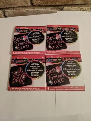 Lot of 4 Melissa & Doug Princess Pink Glitter Scratch Art Sets 15933 Mini