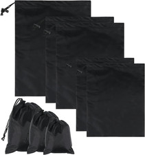 Drawstring Storage Bags, 5 Pack Multi Size Black Drawstring Pouches Oxford Gift