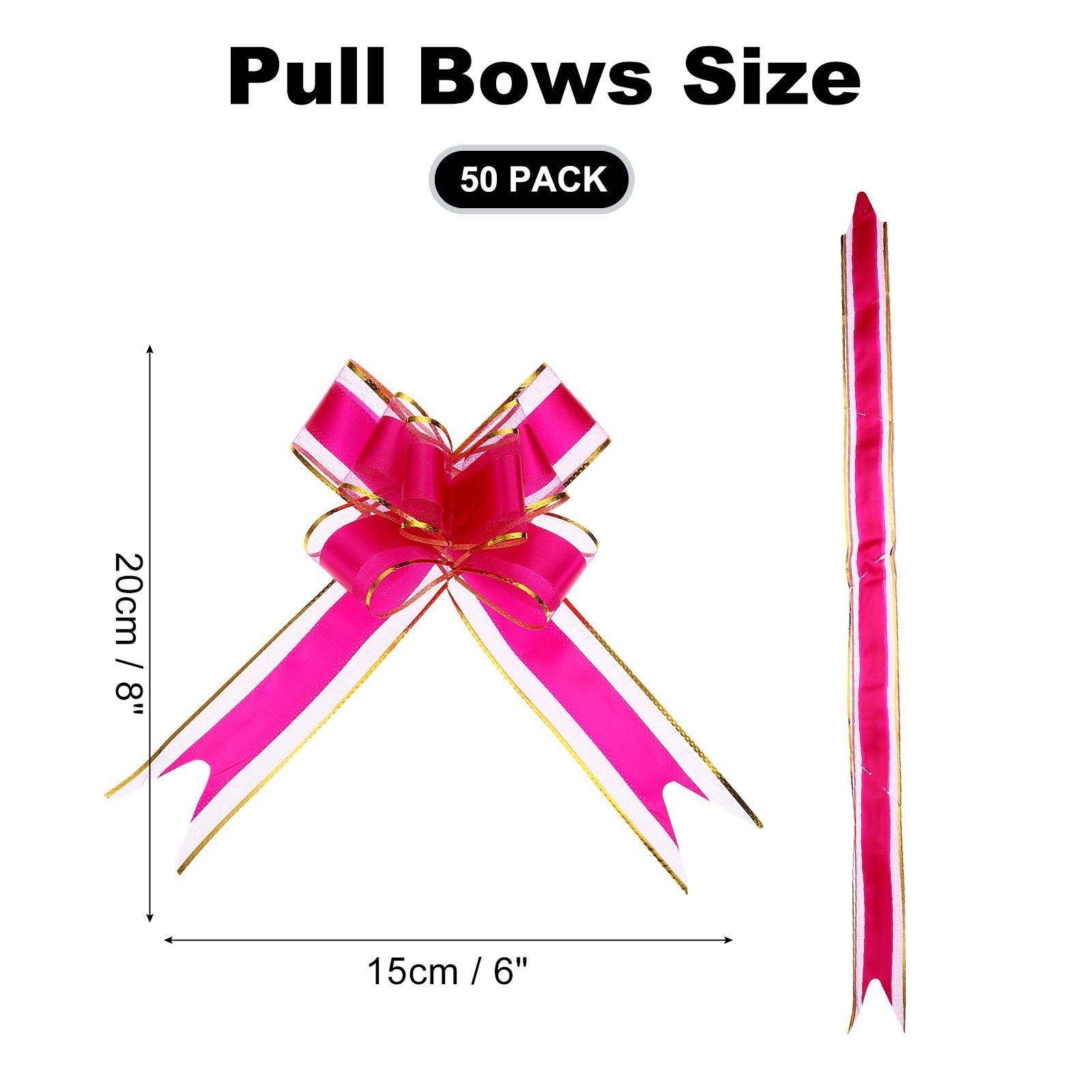 50pcs Pull Bows 5.9 Inch Wide Ribbon Gift Bows for Gift Wrapping Rose