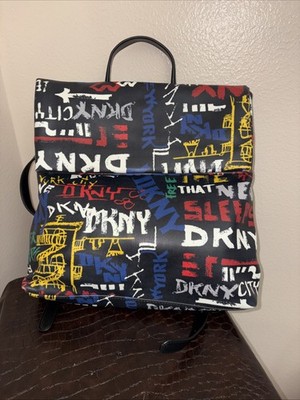 DKNY Tilly Backpack in Black Graffiti NWT DKNY Tilly Foldover Backpack Graffiti | Mercari main image 4