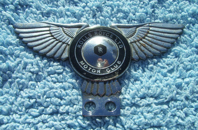 VINTAGE 1950er ROLLS ROYCE LTD MOTOR CLUB AUTO ABZEICHEN ~ ORIGINAL DERBY EMBLEM/MASCOT