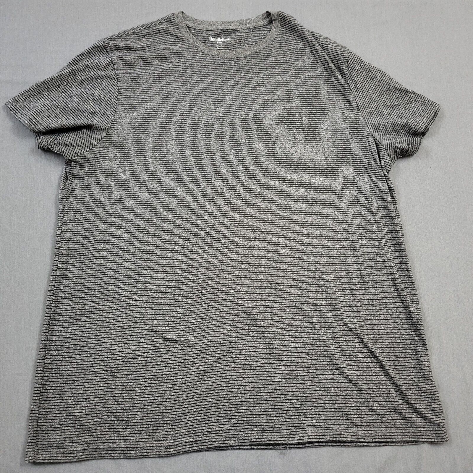 Goodfellow & Co Mens XL Gray Black Striped Short Sleeve T-Shirt Standard Fit