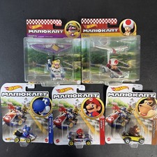 LOT OF 5 Mattel Hot Wheels Mario Kart 1:64 Die-Cast Cars Wario Yoshi Toad DK USA