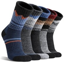 Merino Wool Hiking Warm Socks Thermal Winter Cozy Crew Large Assorted Blue