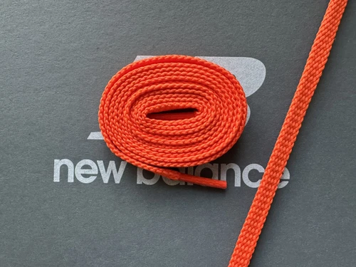 New Balance Lacci Piatti Tessuto Arancione 100%Autentici Lunghezza 120cm Larghezza 8mm