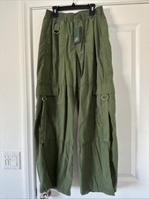 Wild Fable Mid Rise Wide Leg Green Lightweight Cargo Pants Sz Small