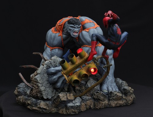 Marvel Sample  Grey Hulk vs. Spider-man diorama Sideshow statue exclusive OoAK
