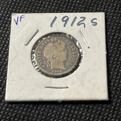 1912-S San Francisco Mint Silver Barber Dime, High Grade